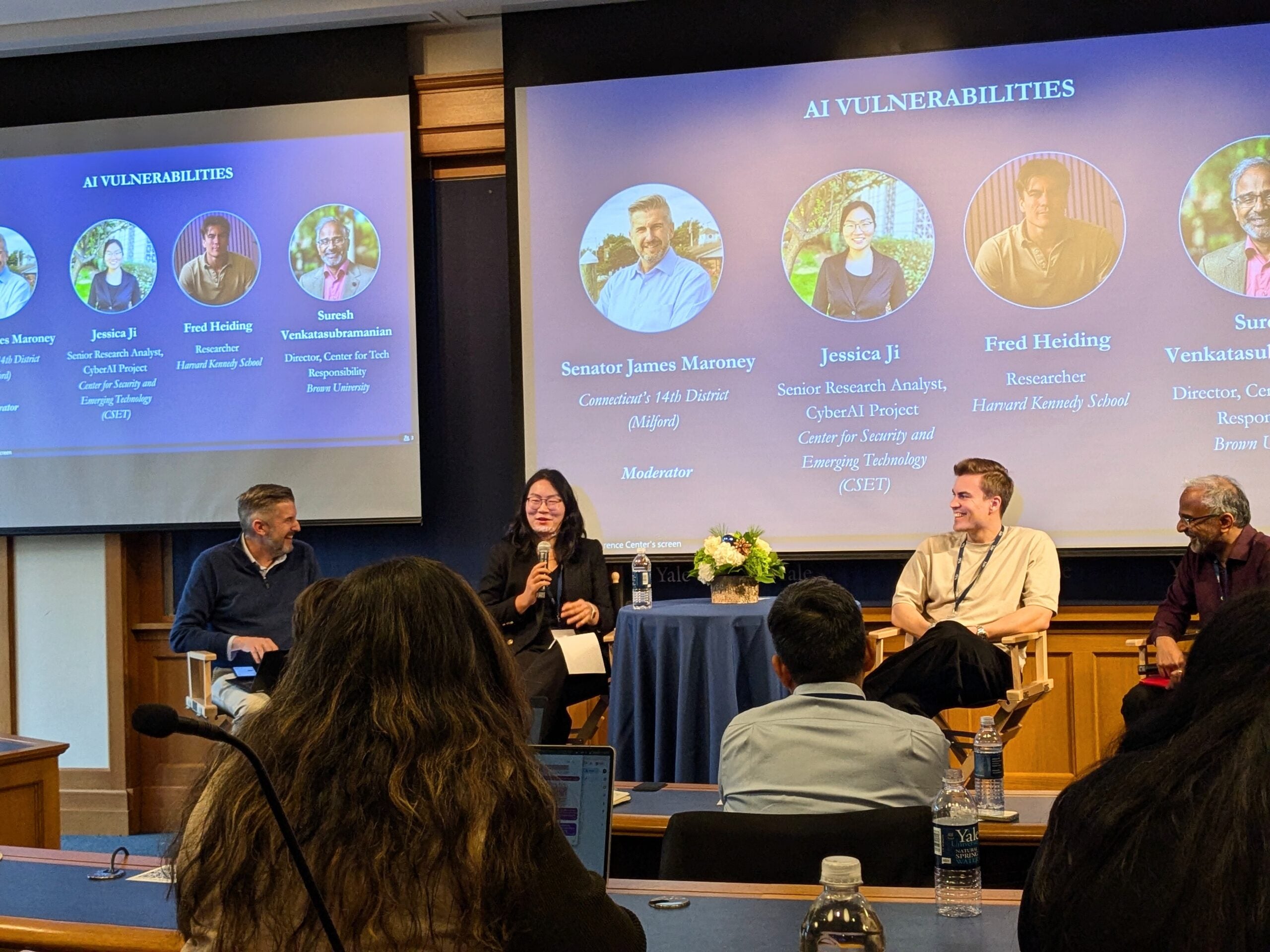 Jessica Ji participating in a panel at the Digital Vulnerabilities in the Age of AI Summit