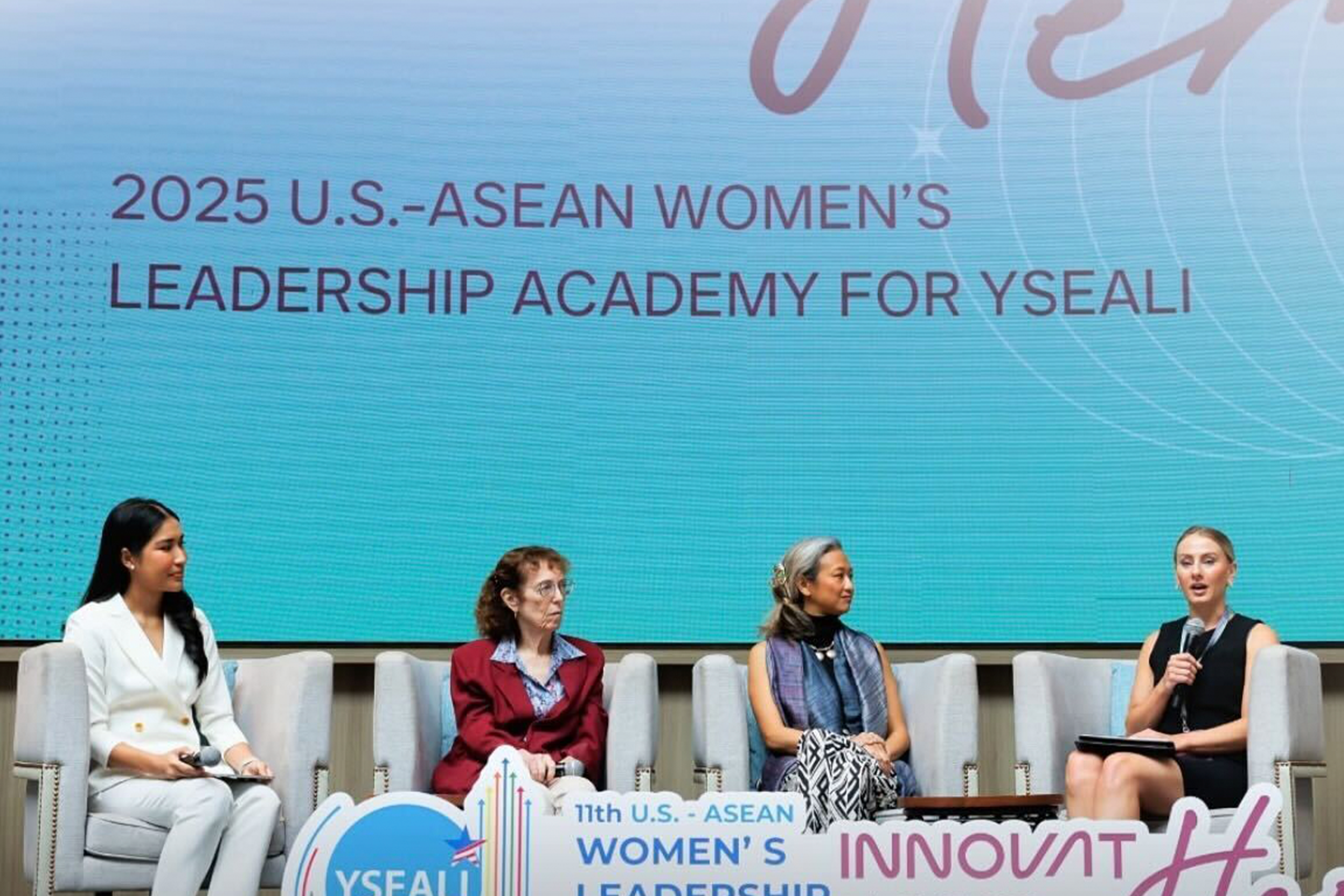 Ali Crawford delivering a keynote address at the Young Southeast Asian Leaders Initiative Women’s Leadership Academy