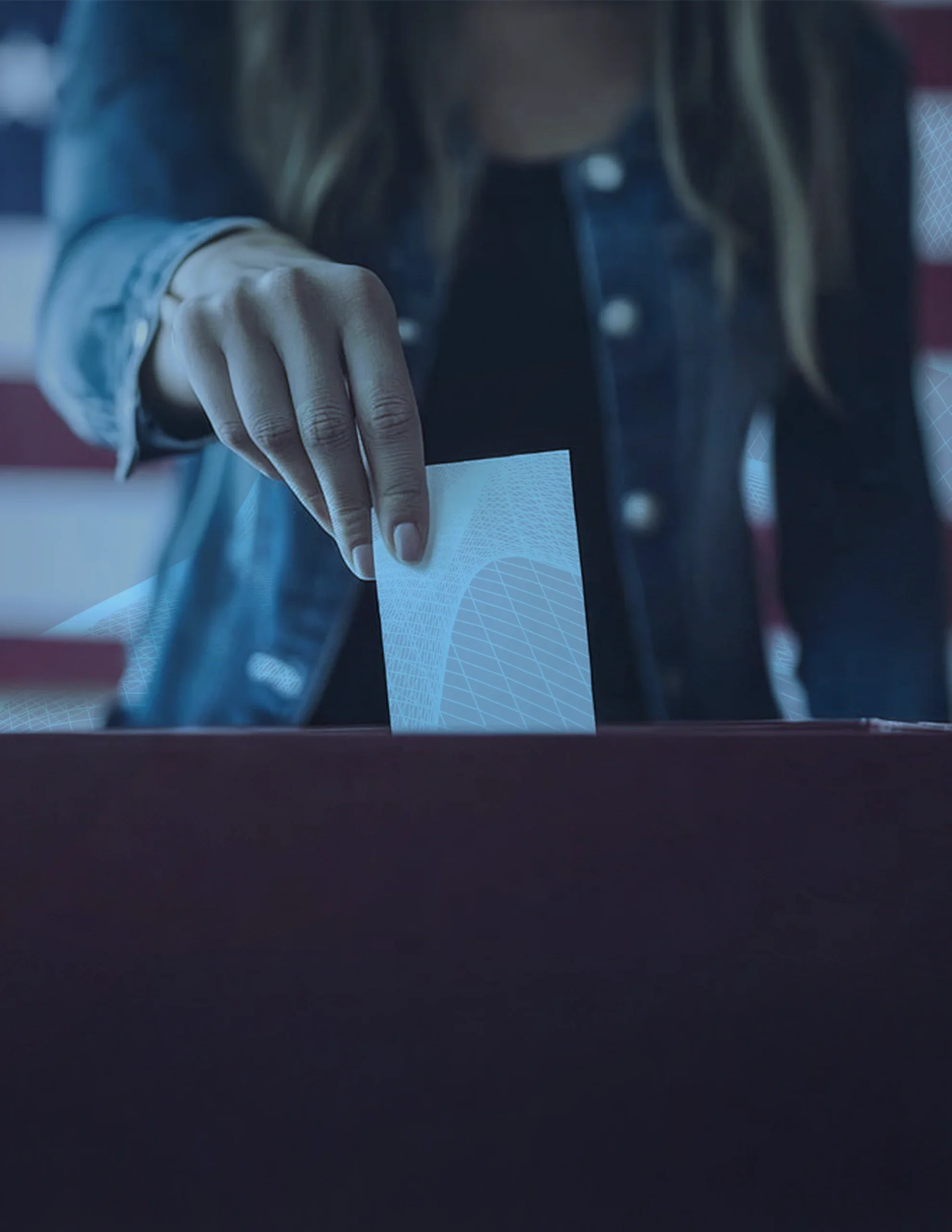 Image of a voting ballot box with a blue tint