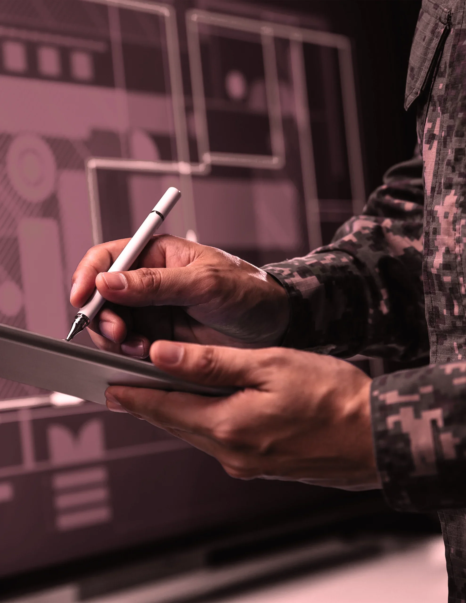 Image of a soldier writing