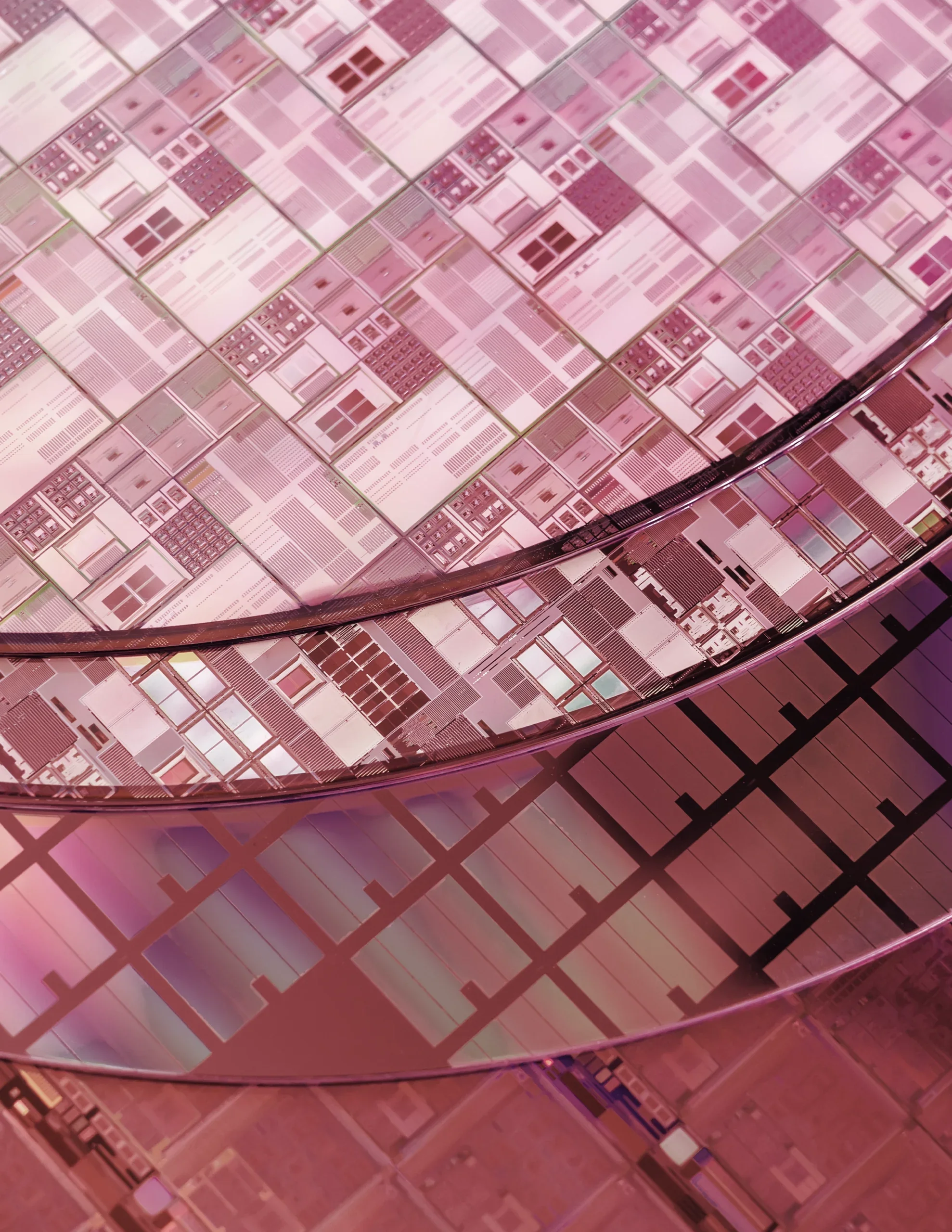 Silicon Wafer with microchips used in electronics for the fabrication of integrated circuits.