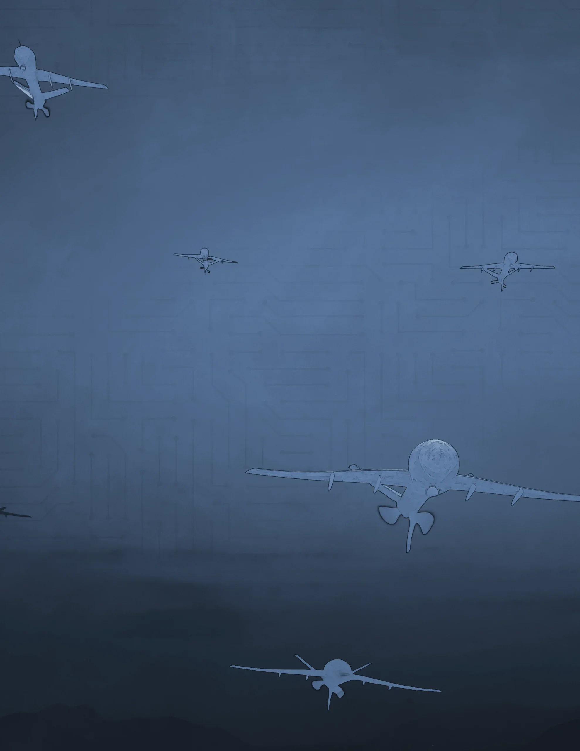 Image of military drones with a tech overlay