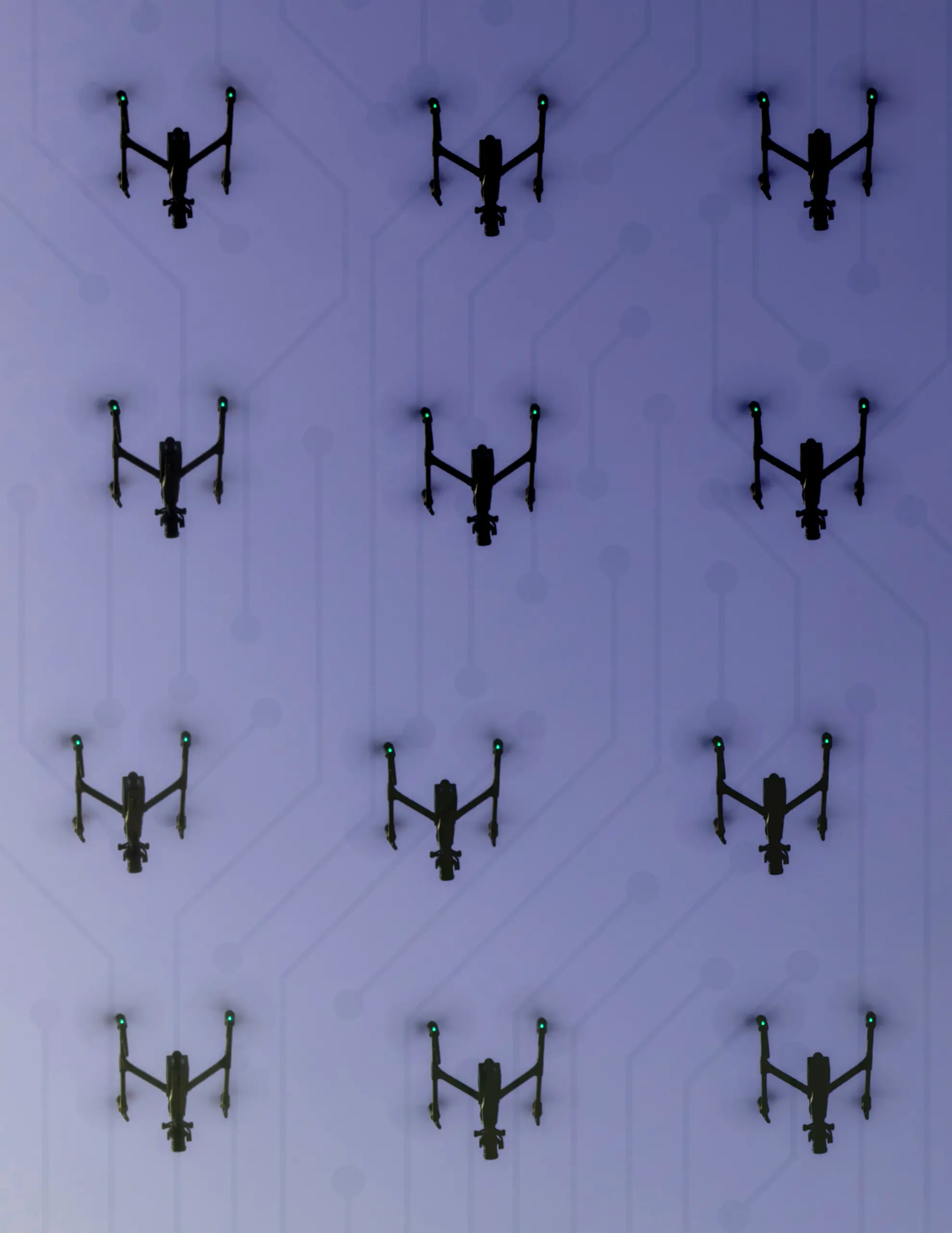 Image of a swarm of drones in the sky