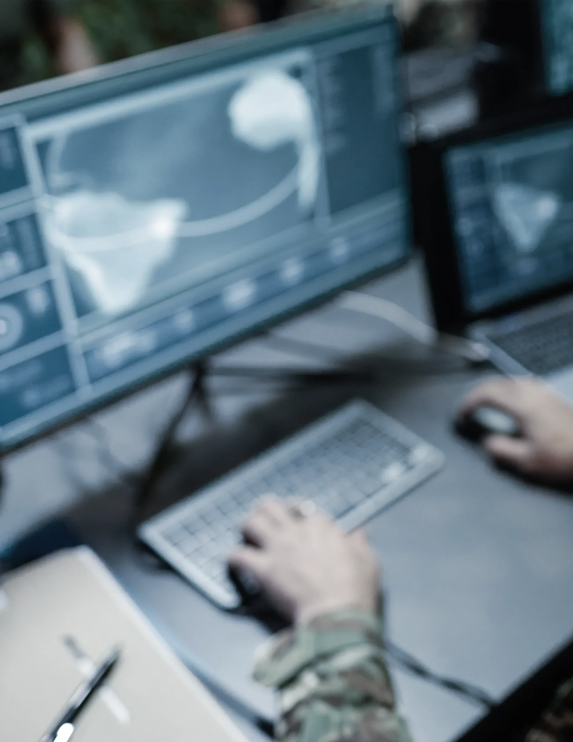 Image of a soldier using a computer.