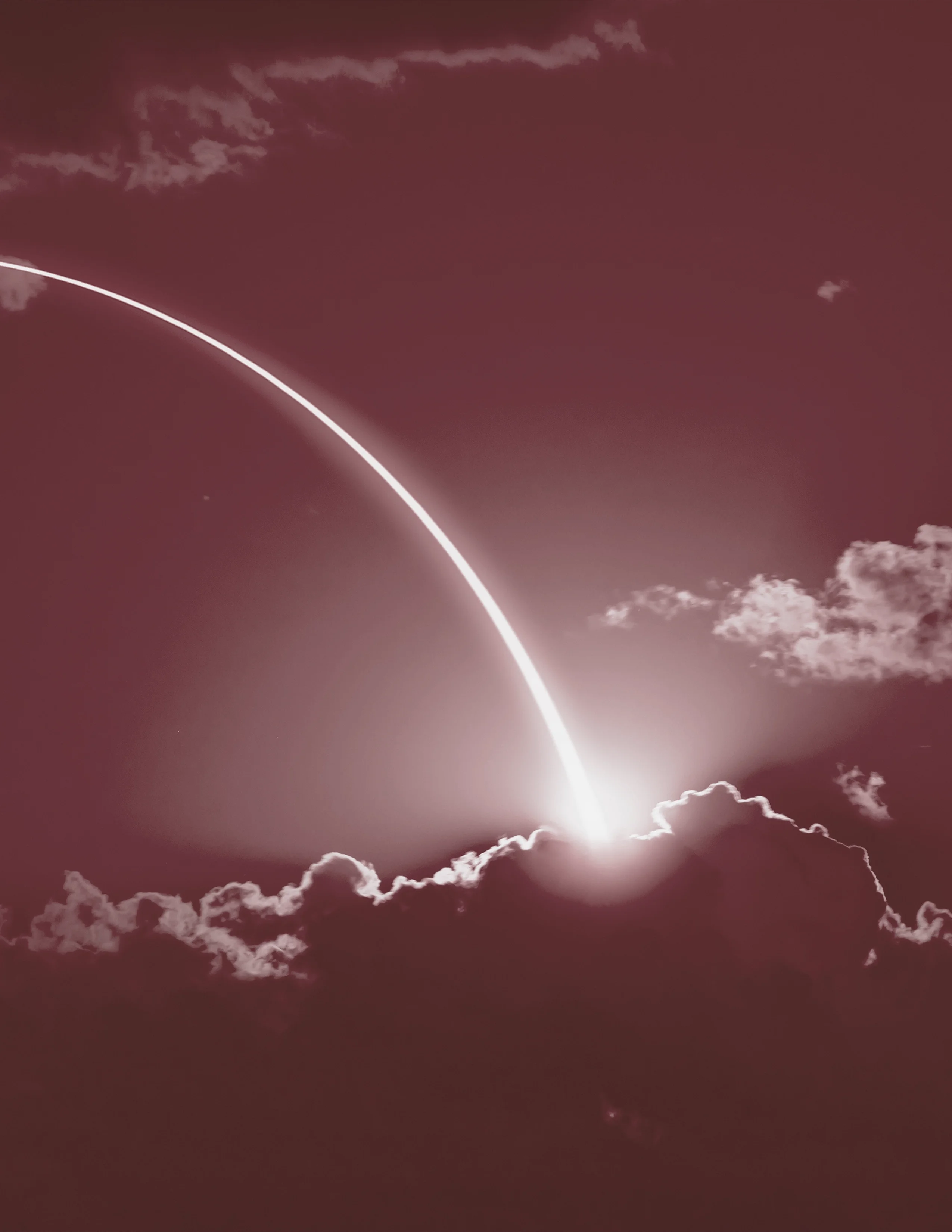 Image of a rocket launch with a red overlay