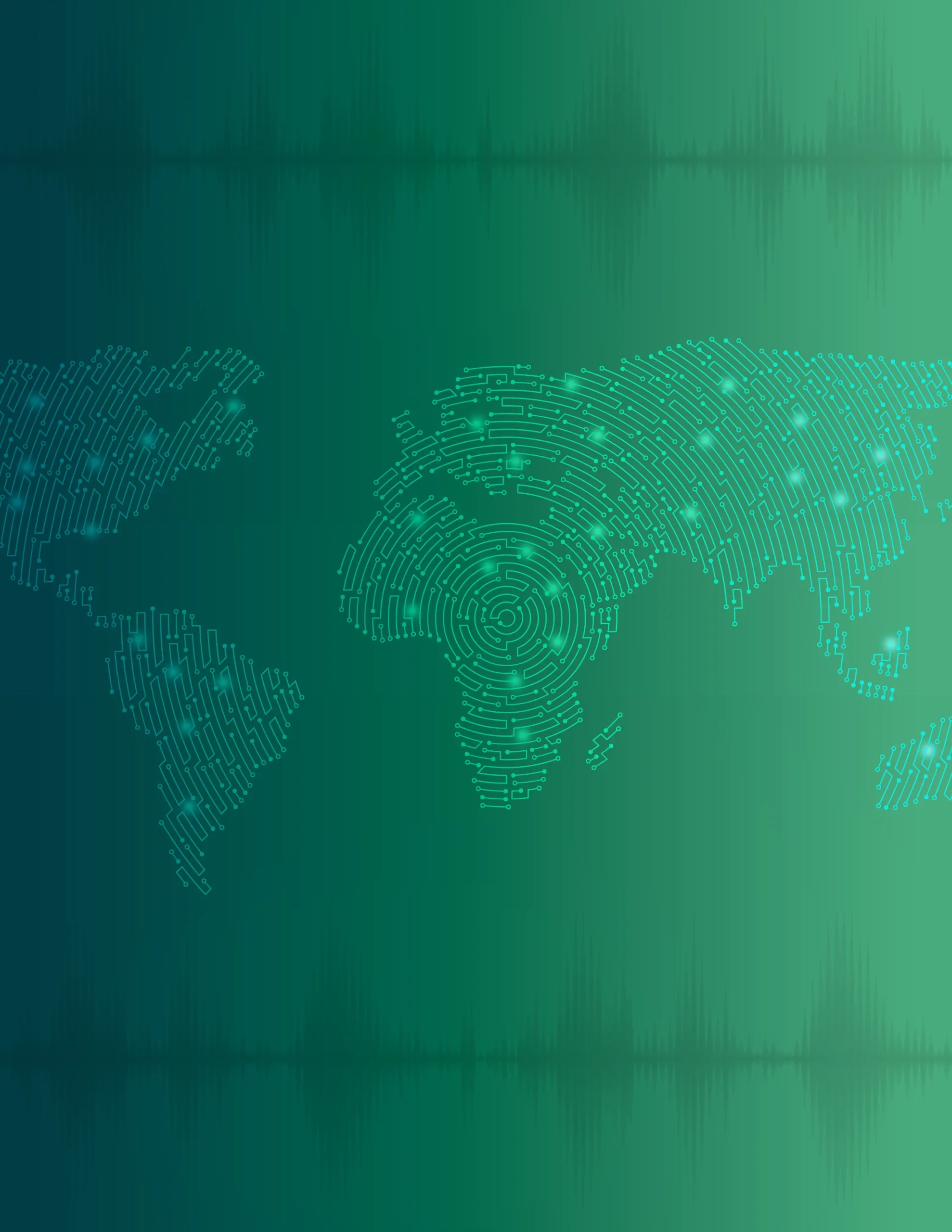 Green tech globe with soundwaves