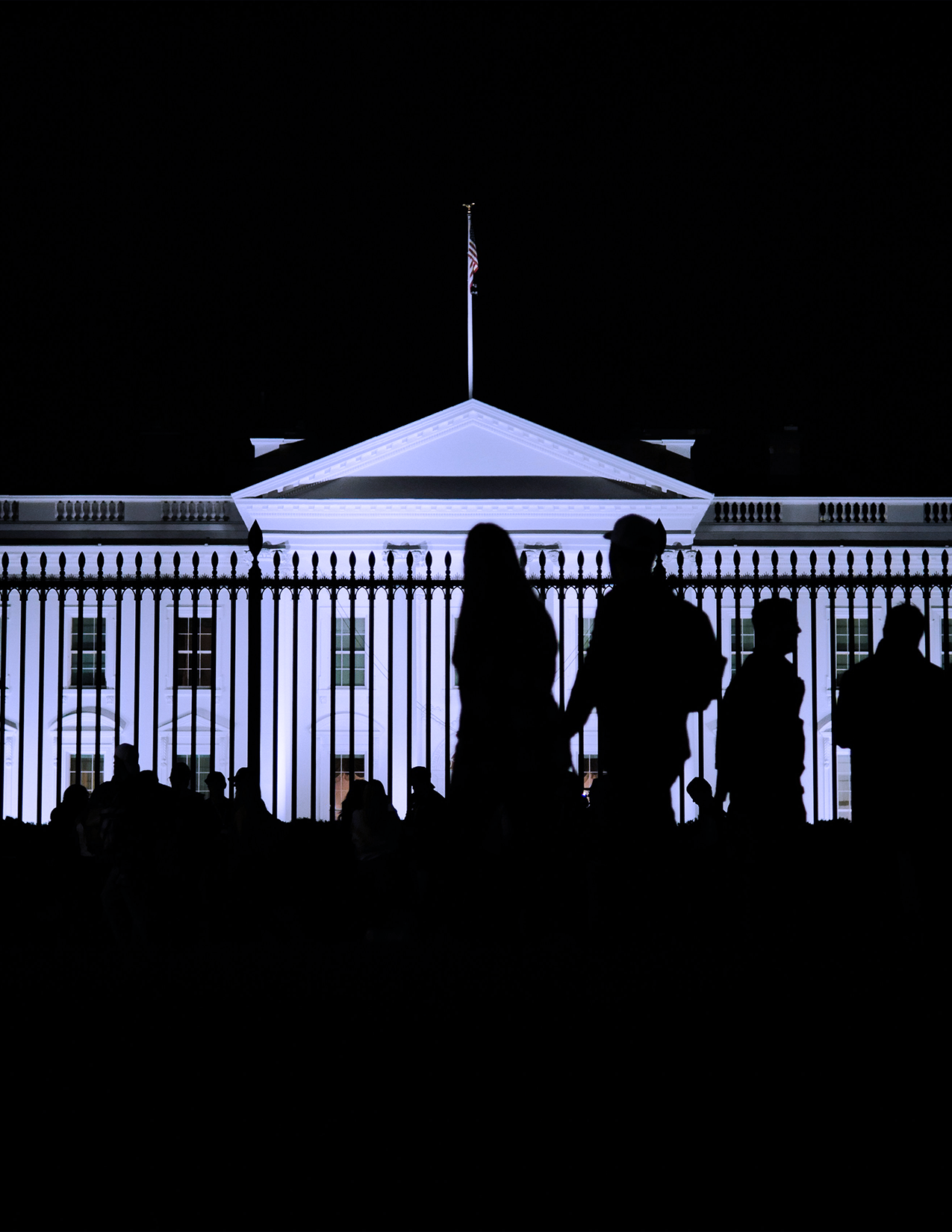 Image of the White House at night.