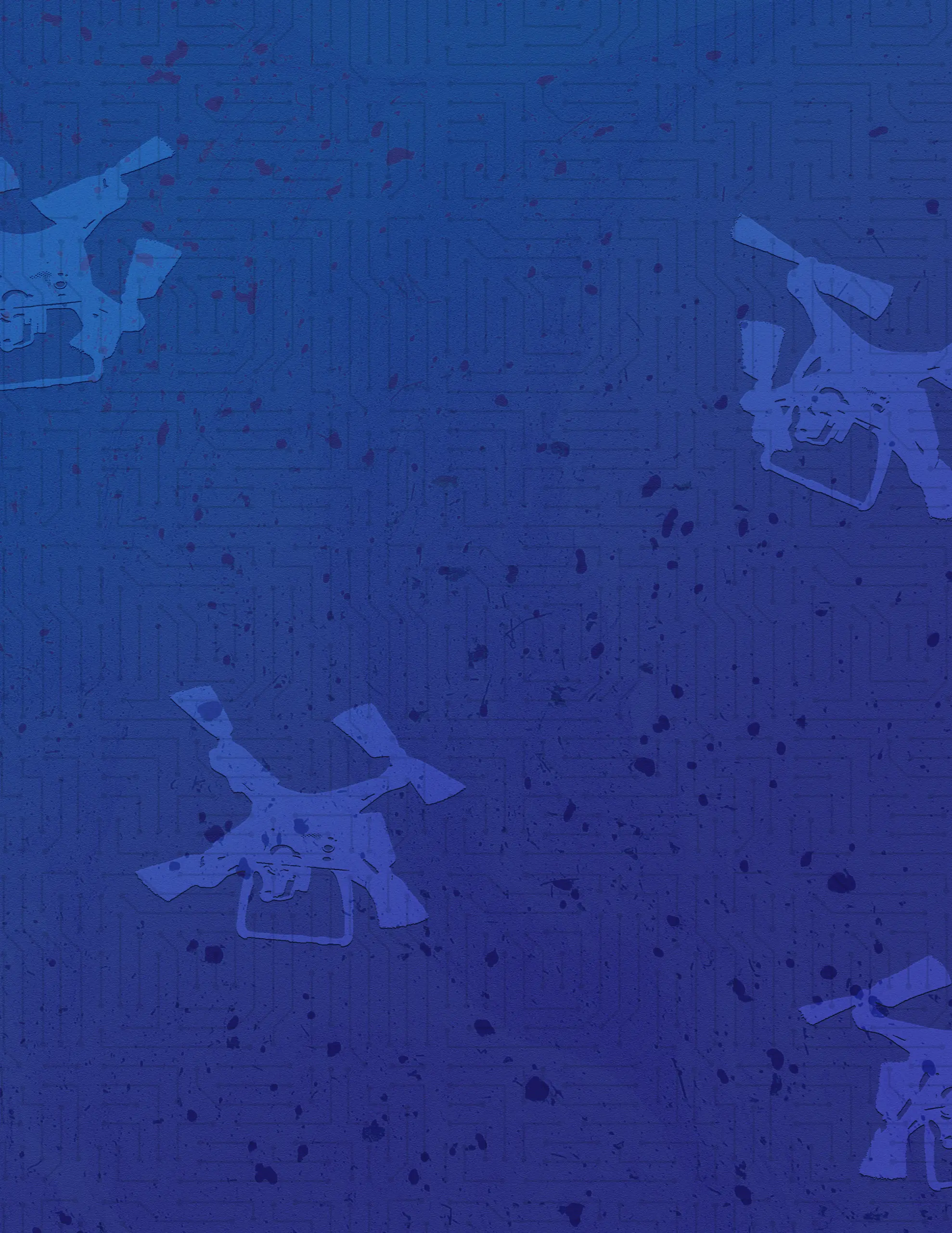 Blue image of a four drones with a tech theme