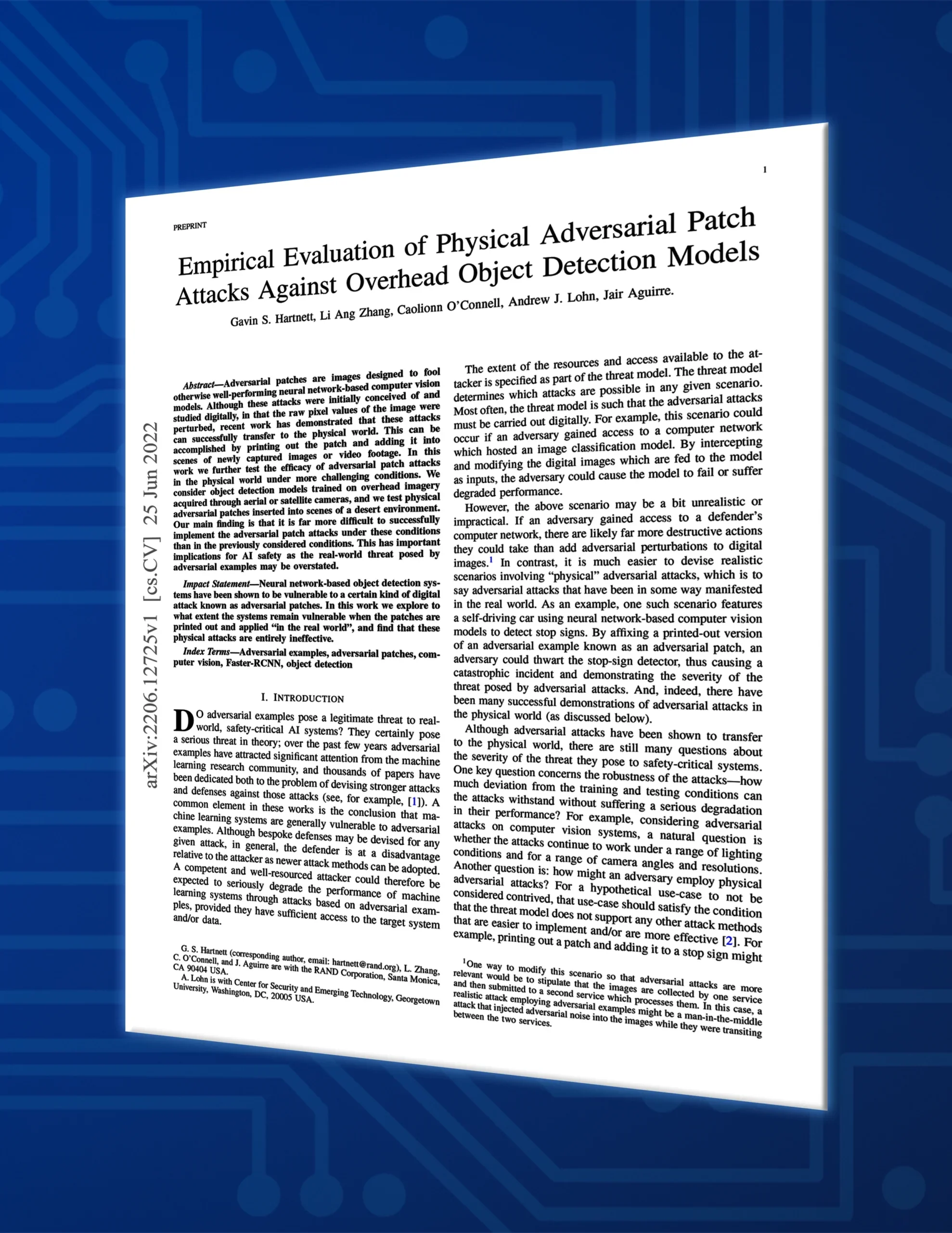Empirical Evaluation of Physical Adversarial Patch Attacks Against Overhead Object Detection Models