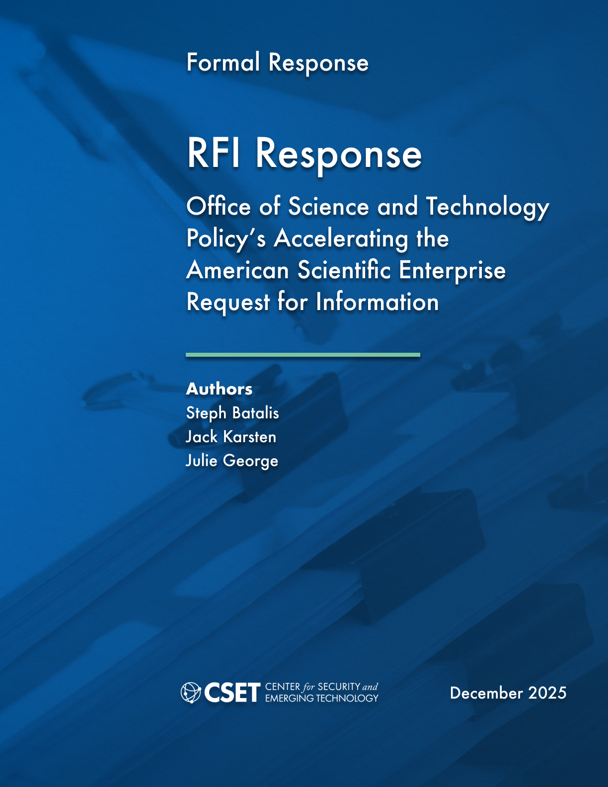 RFI Response: Office of Science and Technology Policy’s Accelerating the American Scientific Enterprise Request for Information