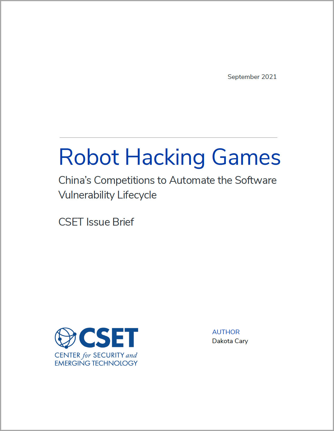 Robot Hacking Games - Center for Security and Emerging Technology