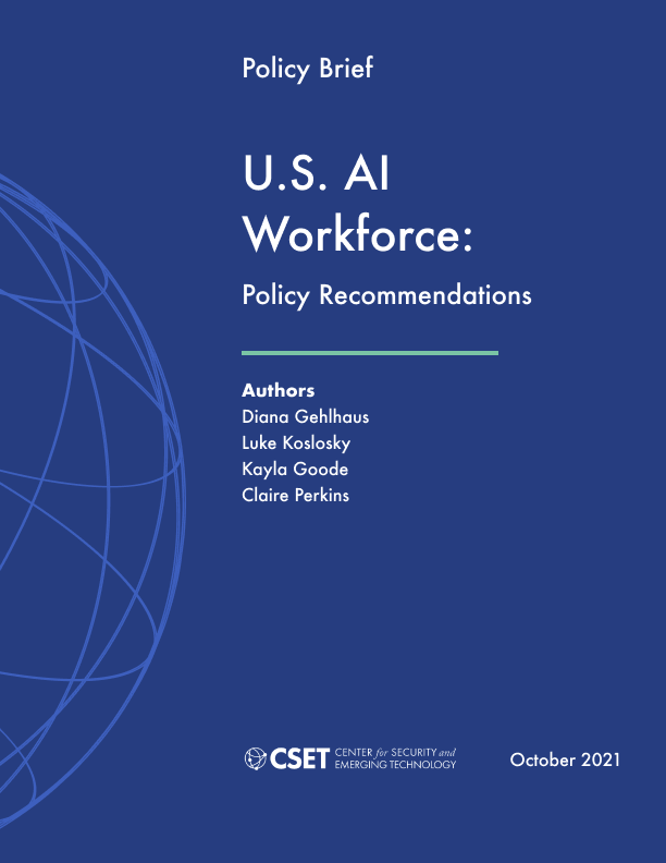 Report Cover Page for US-AI-Workforce-Policy-Recommendations